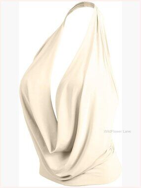 Lightweight Low Cut Halter Top Cowlneck S-3XL